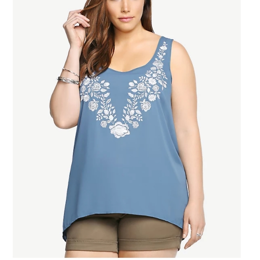 Torrid- embroidered floral tank top